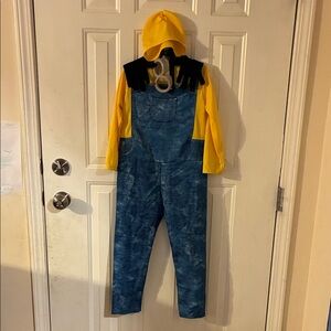 Kids Blue Denim Overalls with Yellow Shirt. Minions Costume.